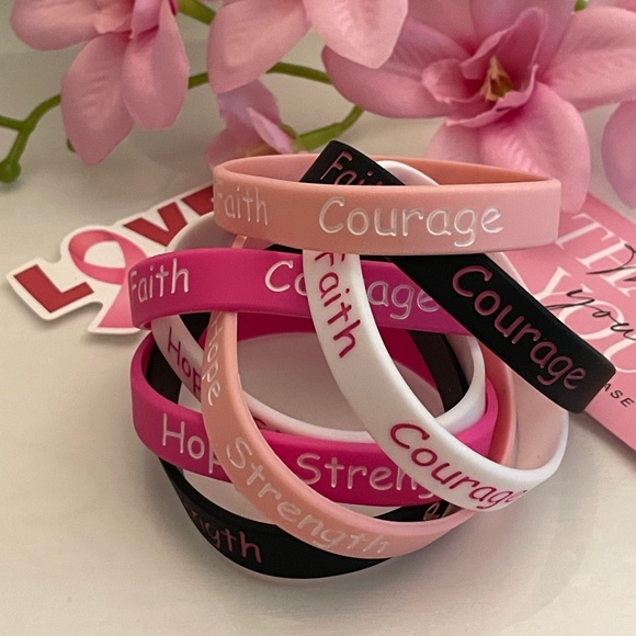 🌸 4pc Breast Cancer Awareness Stretchable Silicone Bracelets - Picture 12 of 12